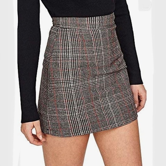 Floerns Women Plaid High Waist Bodycon Mini Skirt NWOT - Picture 1 of 6